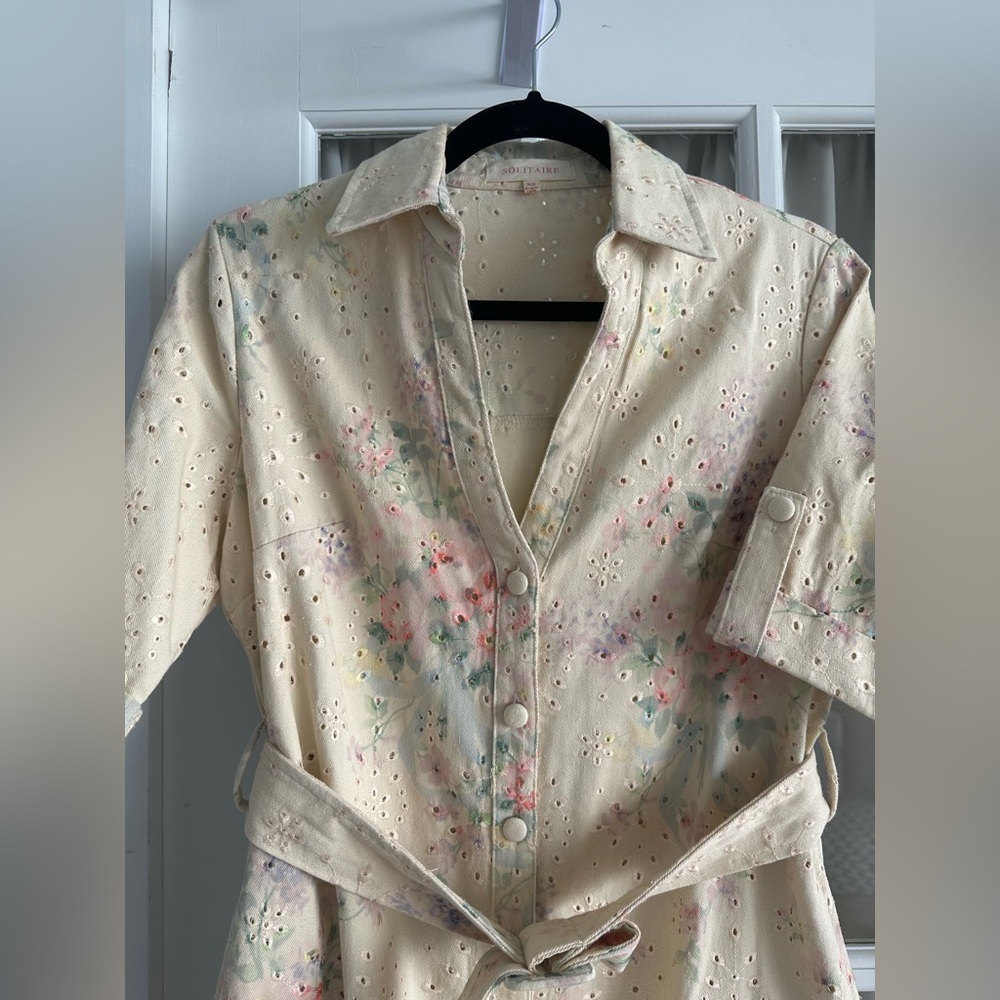 Solitaire Cream Floral Eyelet Dress